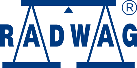 RADWAG logo with stylized blue balance scale